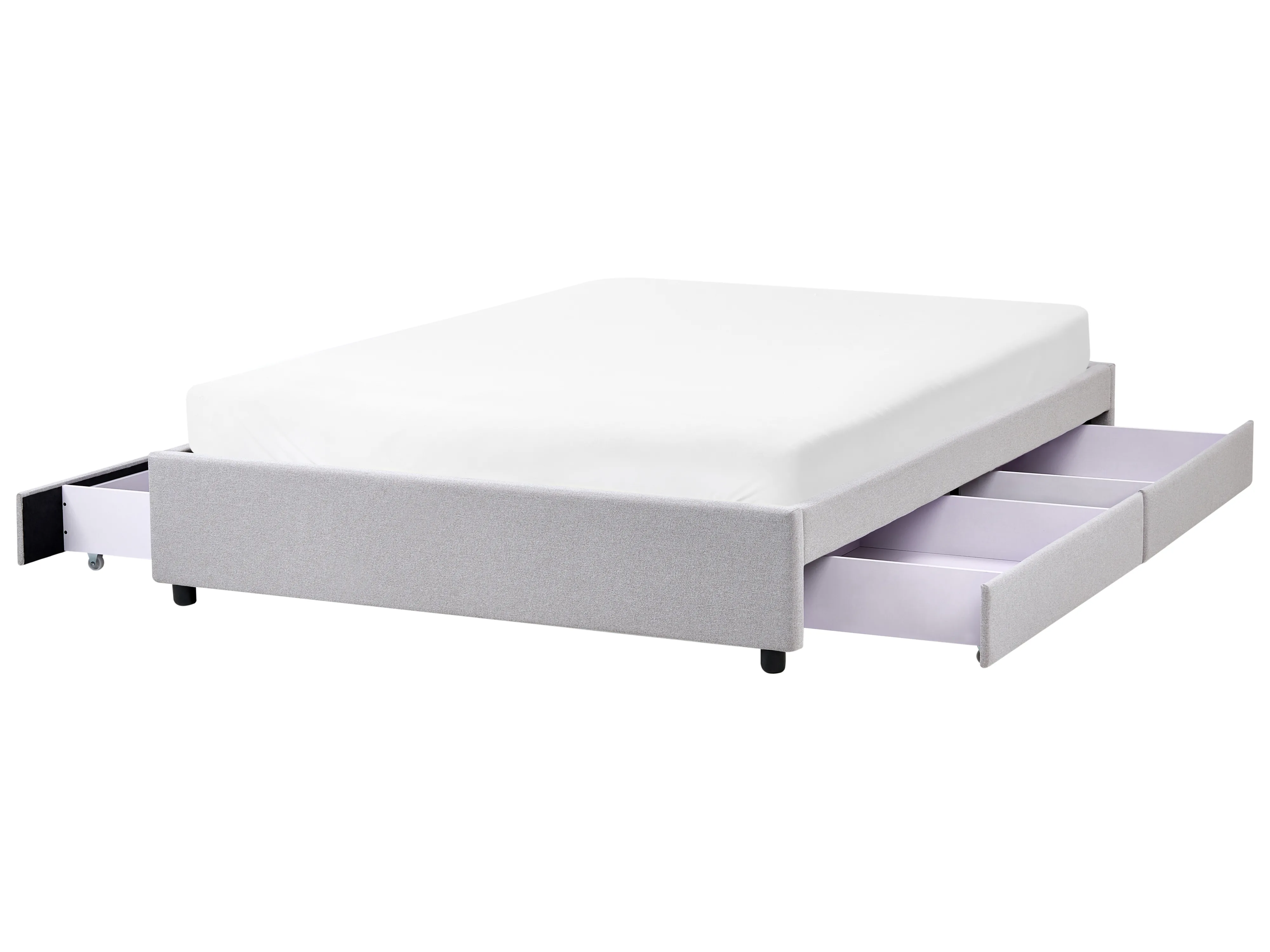 Bed with Storage Drawers without Headboard Fabric PRADES 140 x 200 cm (EU Double) Light Grey