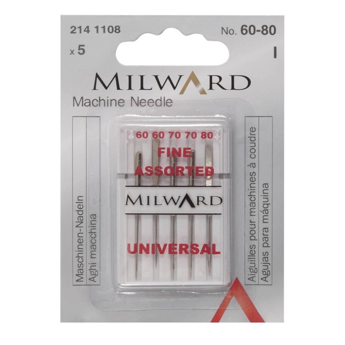 Milward 60 70 and 80 Gauge Machine Needles 5 Pack