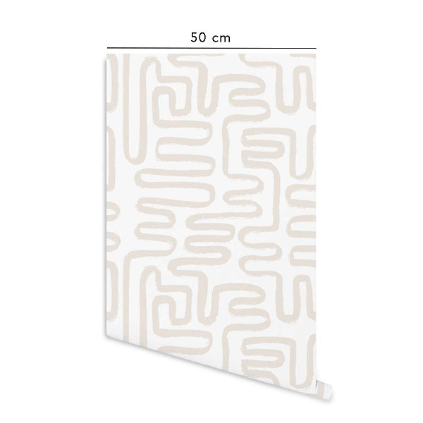 Papier peint adhésif jardin zen ivoire en vinyle lavable et amovible - 1 rouleau 50x300 cm - Decochic