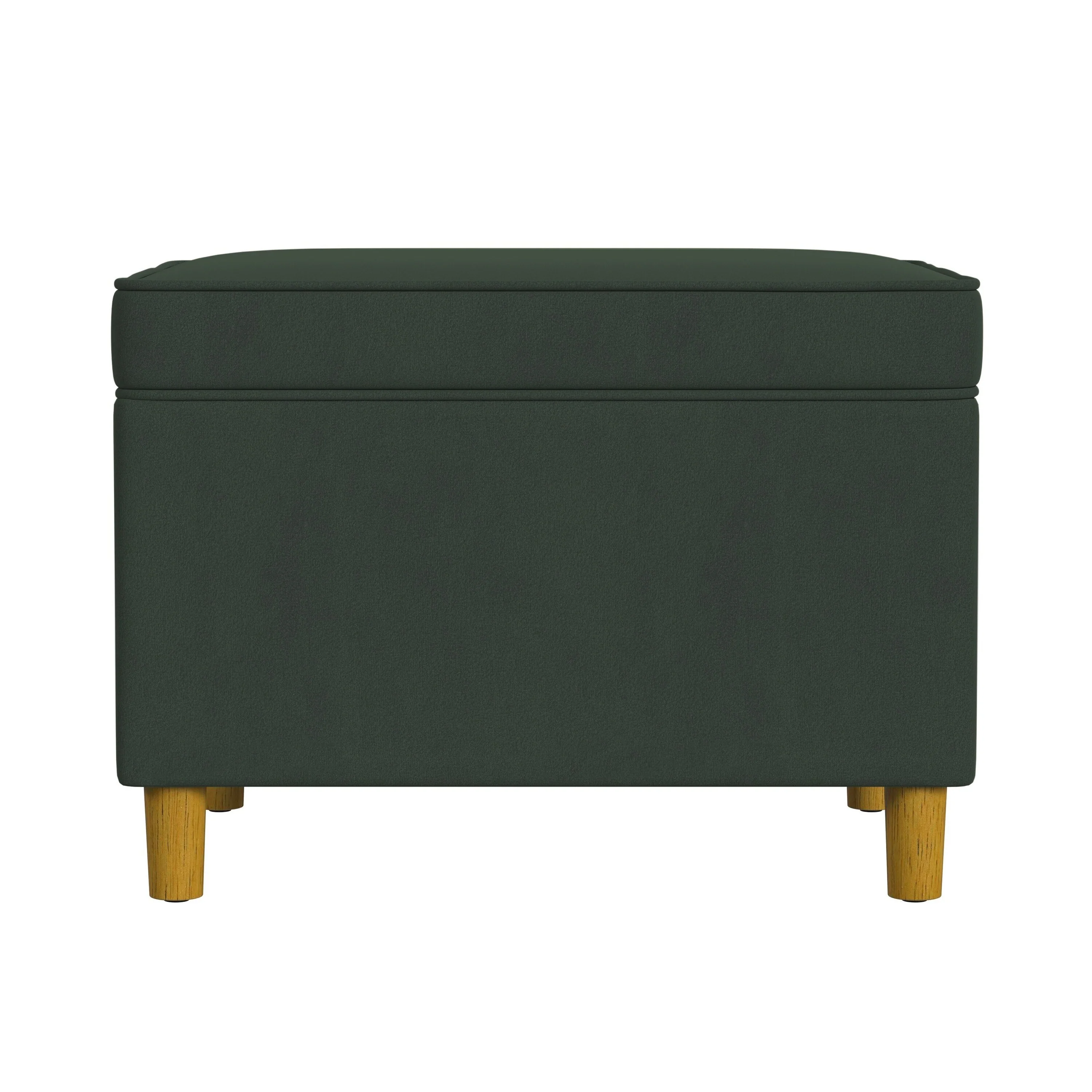 Fero Storage Ottoman, 24in Rectangular Hinged Lid, Forest Green Velvet