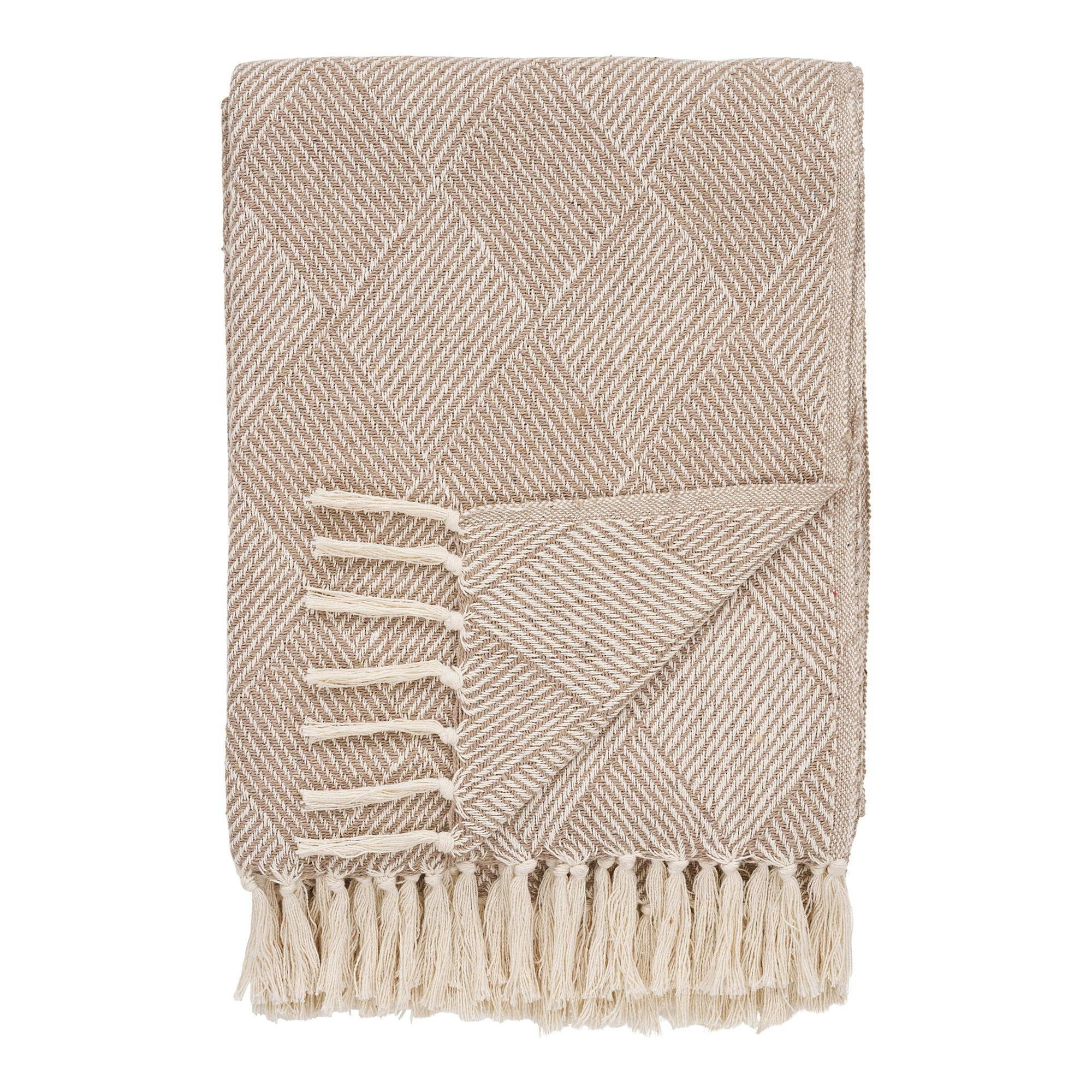 Jeté de canapé beige motif losanges - 130x180 cm FALLON