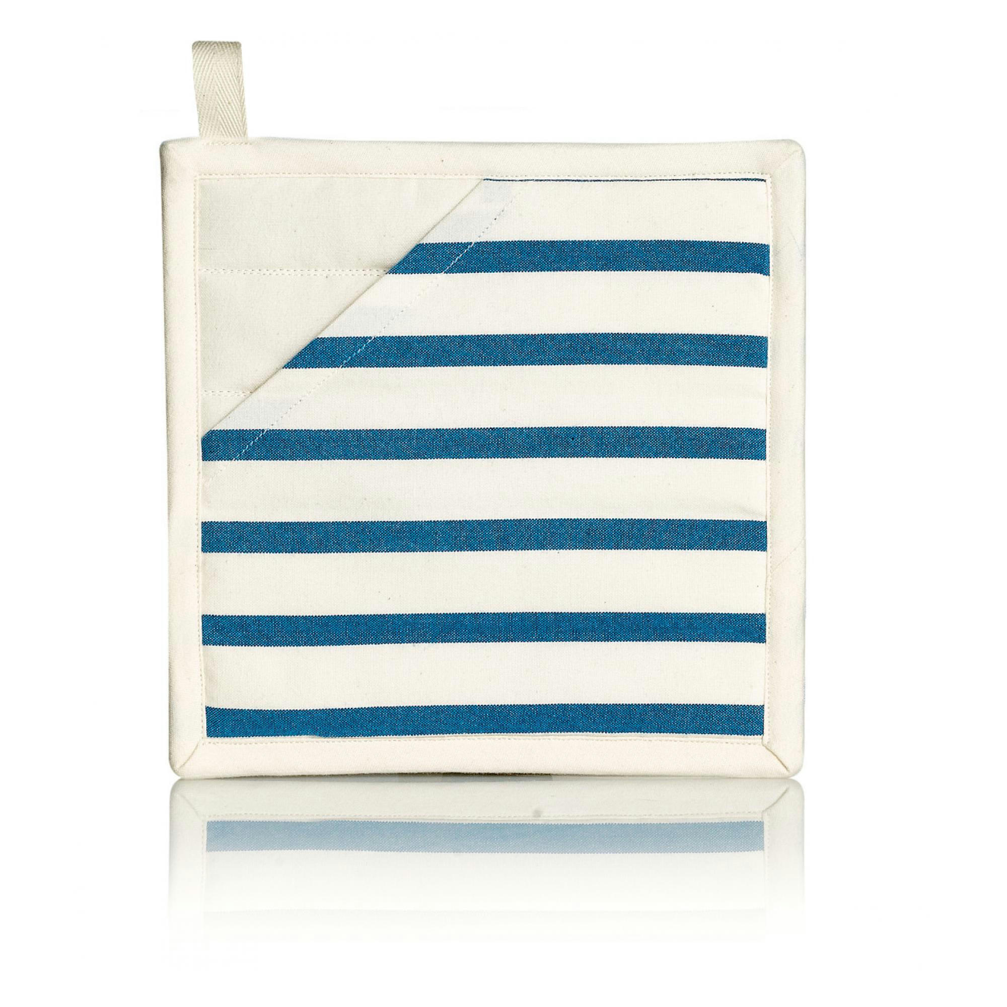 NALOU - Manique 2 en 1  en coton ivoire/bleu 20 x 20