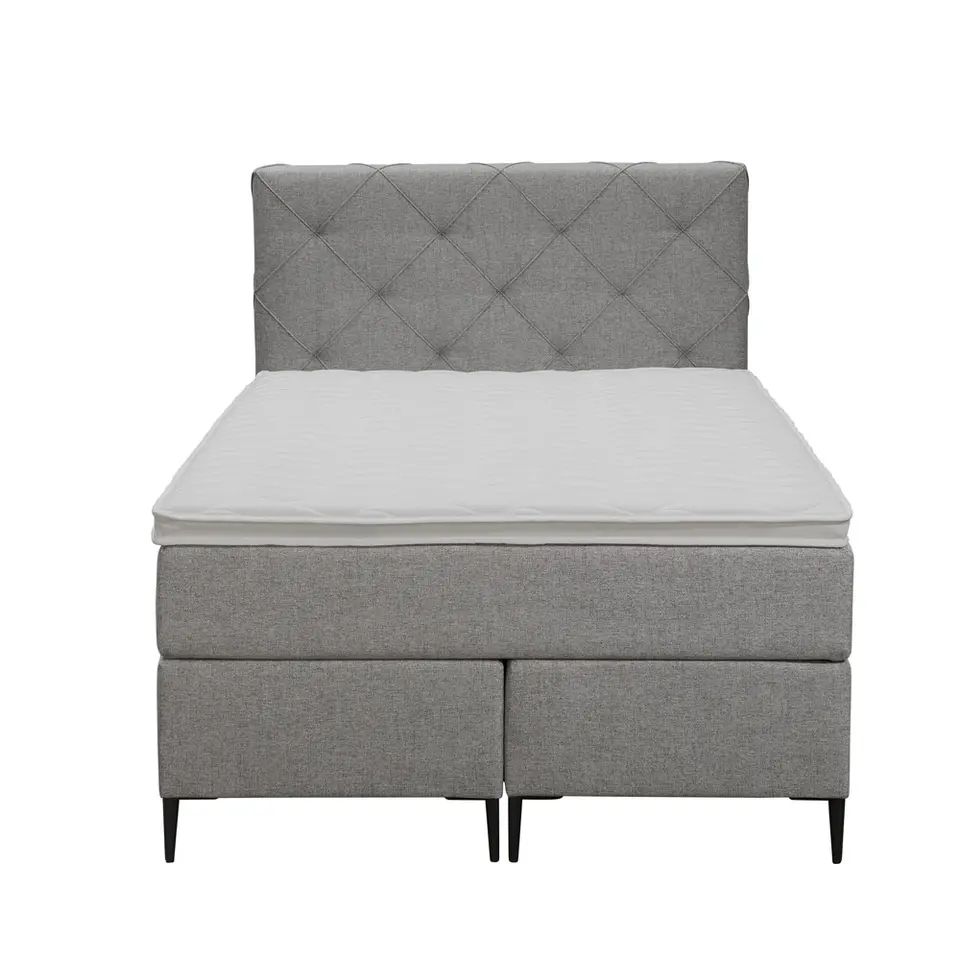 Boxspring Liv geruit - lichtgrijs - 120x200 cm - slanke poot