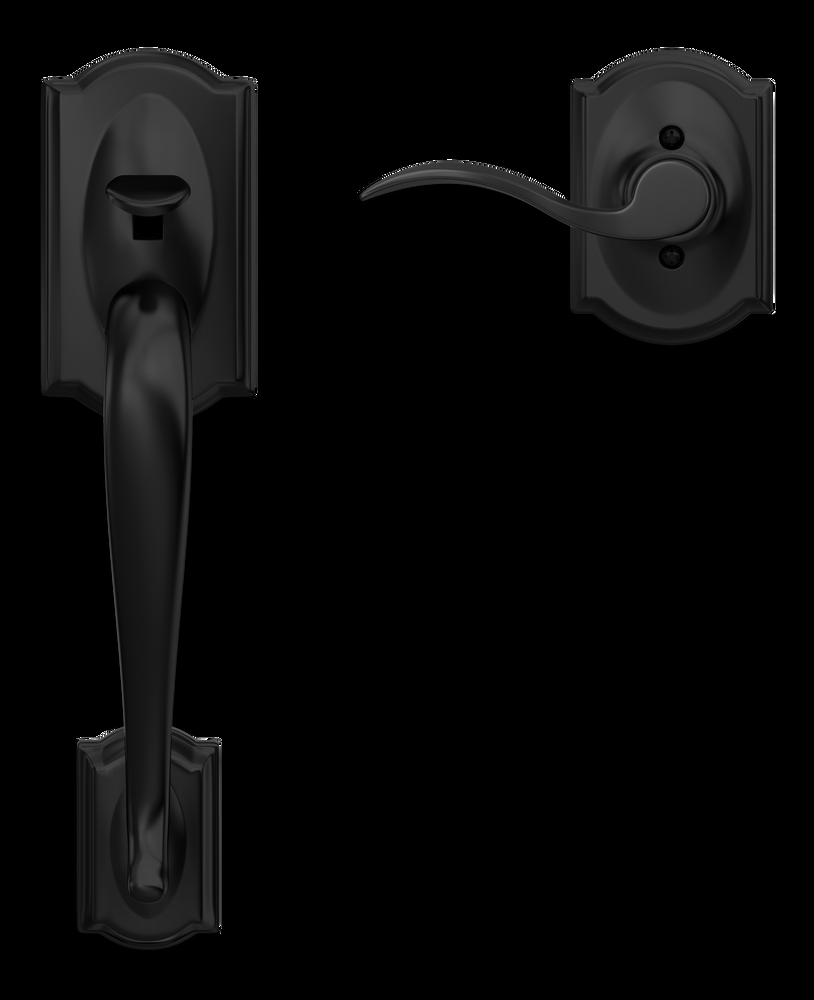 Schlage Camelot Bottom Grip Handle Set with Lever, Matte Black