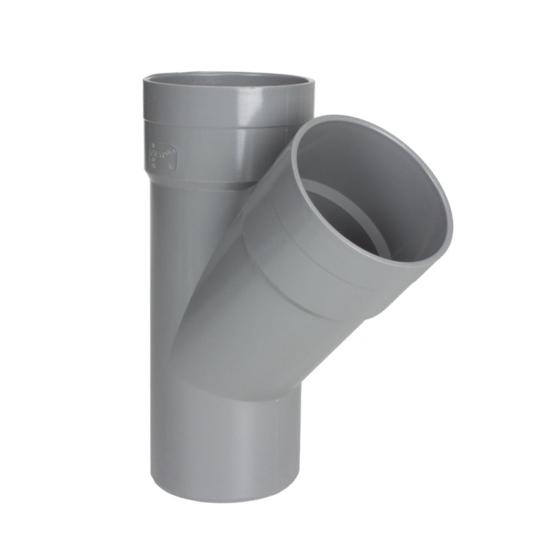 Té en PVC pour sanitaire M/F 45° gris Ø 40 mm