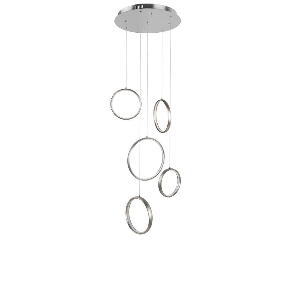 Highlight hanglamp Olympia - 5 lichts - 45 x 150  cm - mat chroom