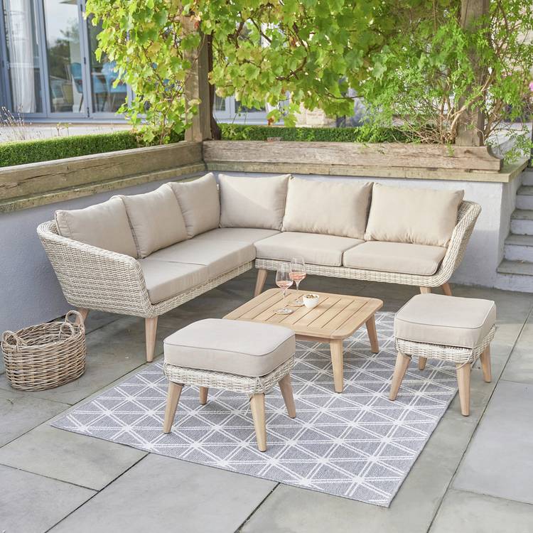 Pacific Cabon 8 Seater Rattan Effect Garden Corner Sofa Set