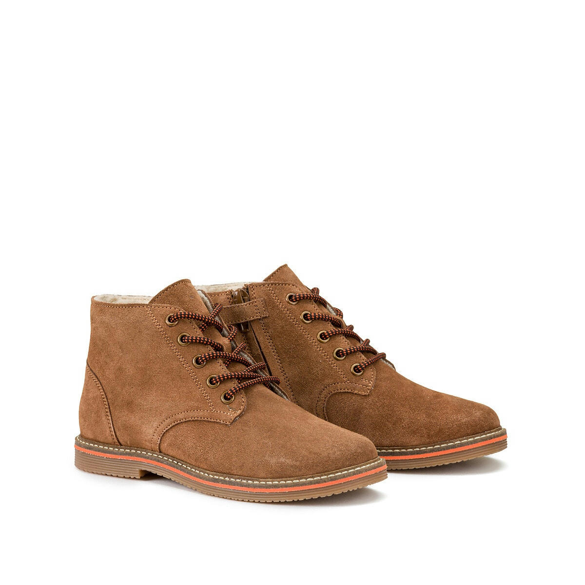 Bottines zippées cuir à lacets et fourrées