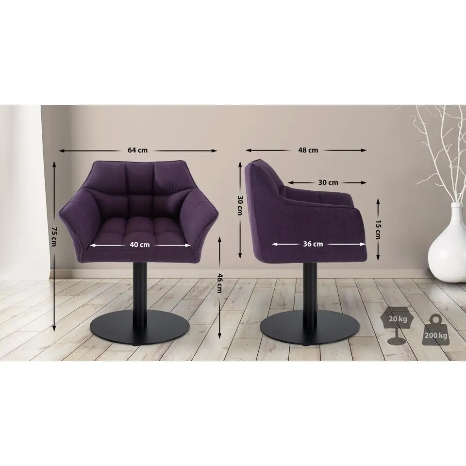 CLP Lounger Damaso zwart Frame - Stof - purper