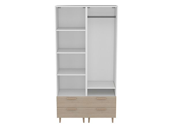 Dressing bicolore sur pieds 4 tiroirs chambre enfant GoodHome Atomia H. 198,5 x L. 100 x P. 45 cm