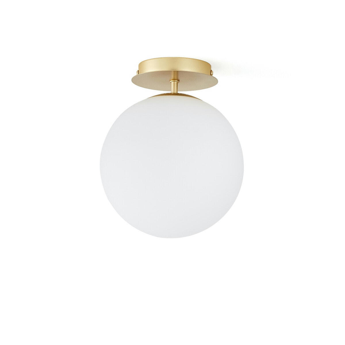 Plafonnier laiton et verre opaline, Moricio