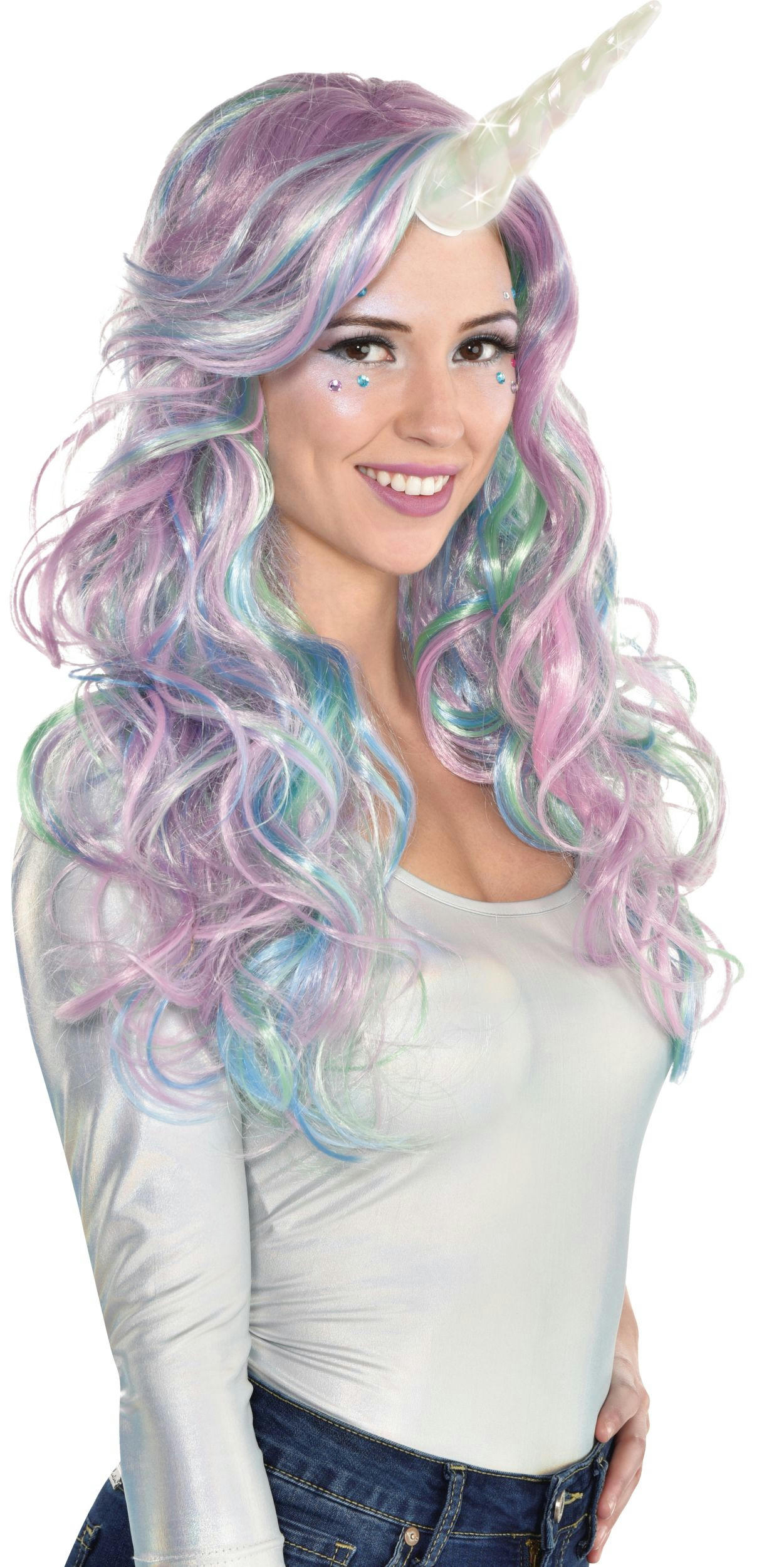 Light-Up Unicorn Horn, Iridescent White, 7.5-in, Wearable Costume Accessory for Halloween
