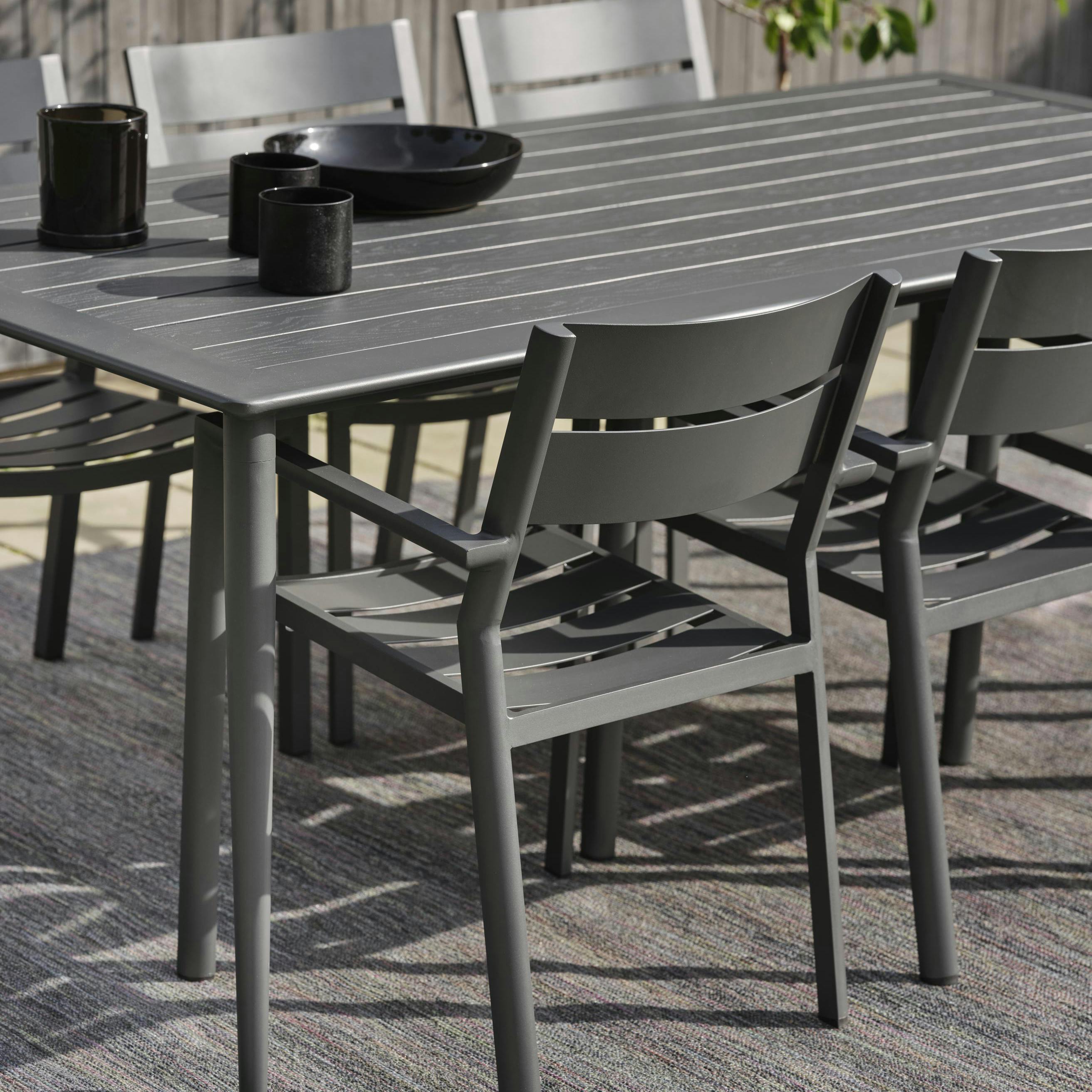 Chaise de jardin avec accoudoirs en aluminium gris ardoise (lot de 2) STOCKHOLM
