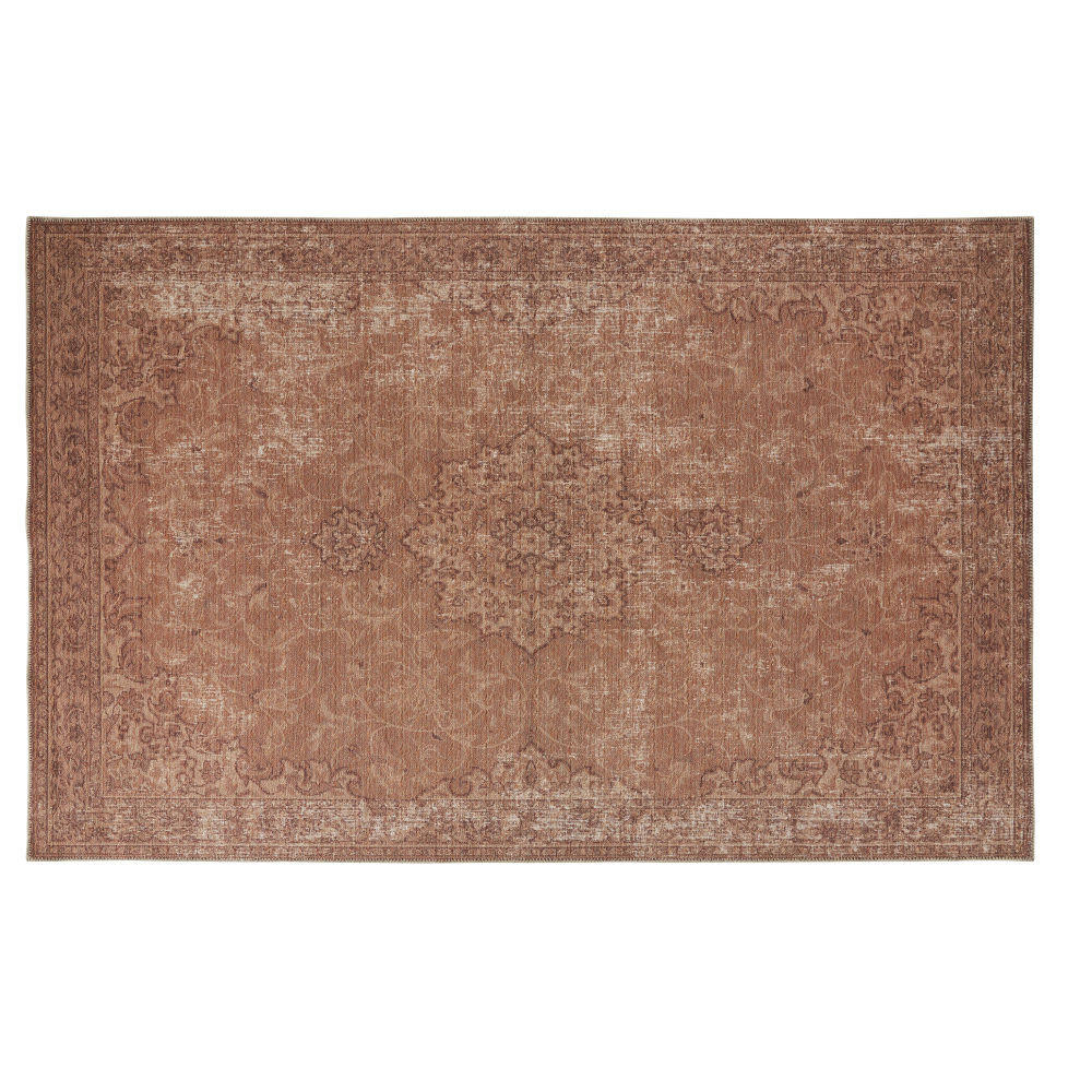 ANTARA - Tapis vintage tissé et imprimé rouge brique effet vieilli 190x290