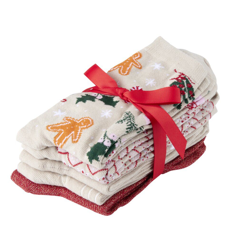Chaussettes femme tige haute x5 motif No&euml;l T36/40