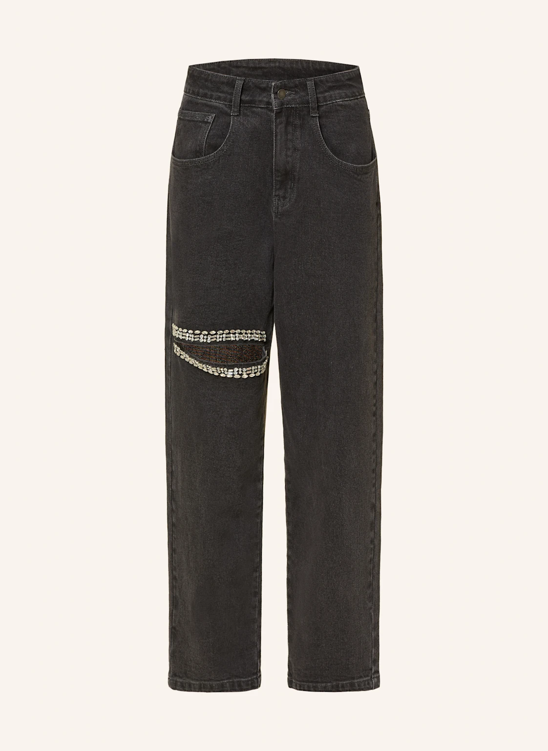 KARO KAUER Mom Jeans mit Schmucksteinen