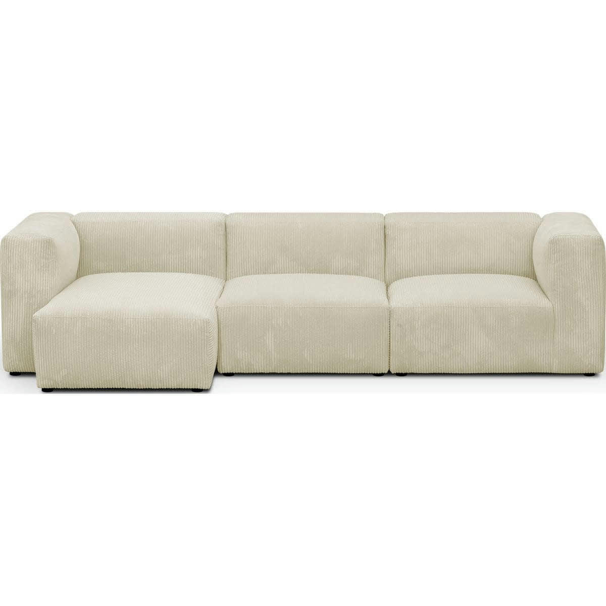 MODULO - Canapé modulable angle gauche 4 places en velours côtelé beige