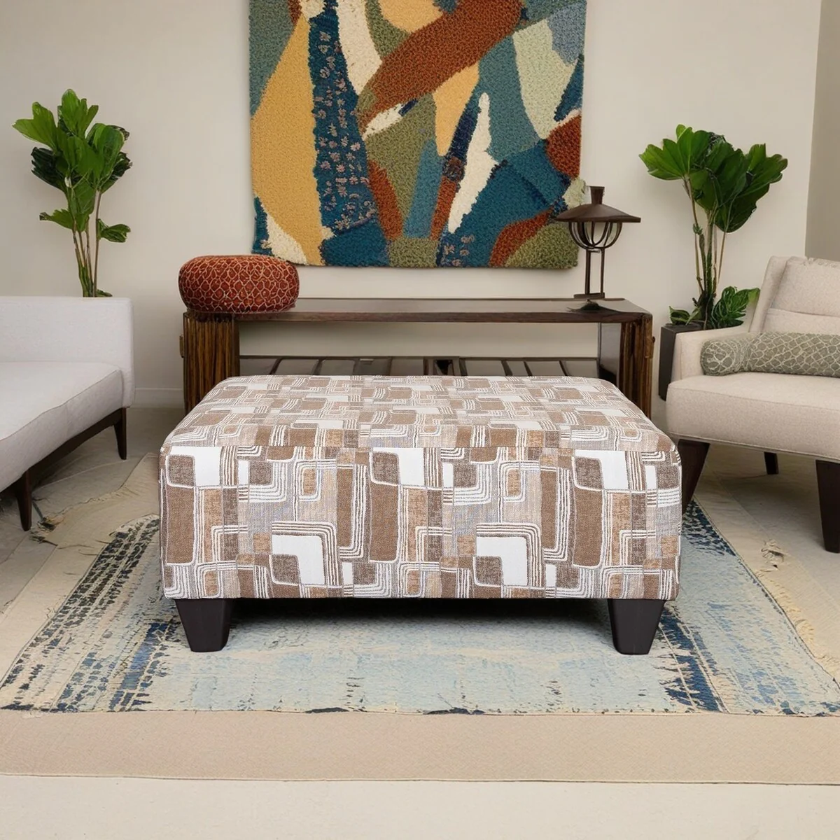 Roundhill Nexus Geometric Accent Cocktail Ottoman