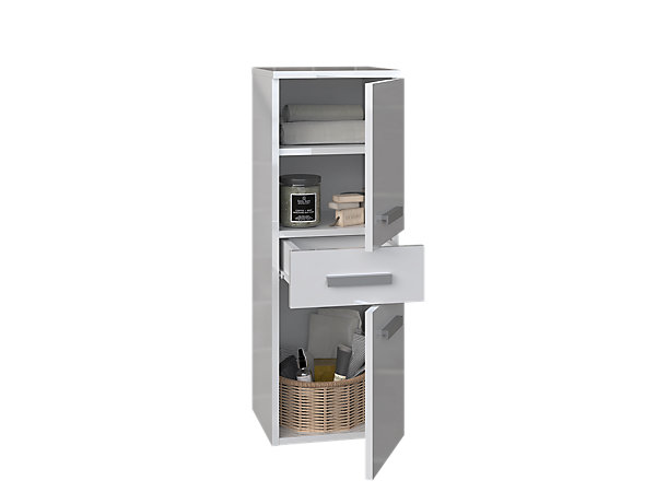 NINA - Meuble salle de bain 2 portes   1 tiroir - 30x30x85cm - Colonne basse rangement SDB
