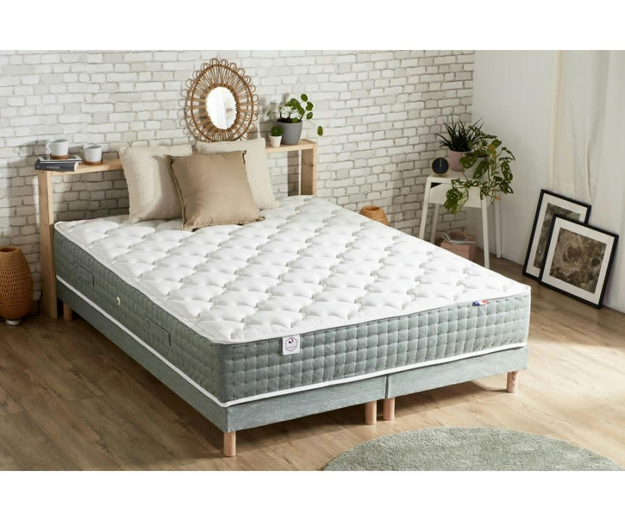 SOMMIER TAPISSIER - Sommier tapissier vert celadon 2x80x200