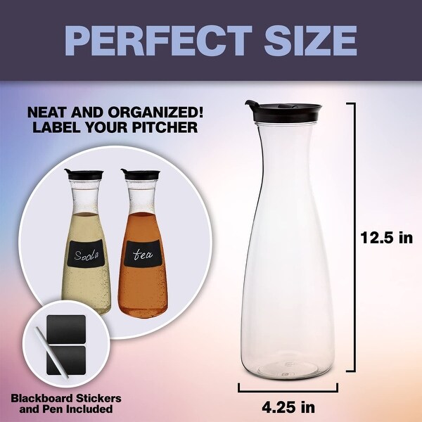 UMIEN Carafe Pitcher Square  Clear Beverage Carafes with Flip Top Lid, Easy Pour BPA Free Plastic Drink Container, 50 Ounce