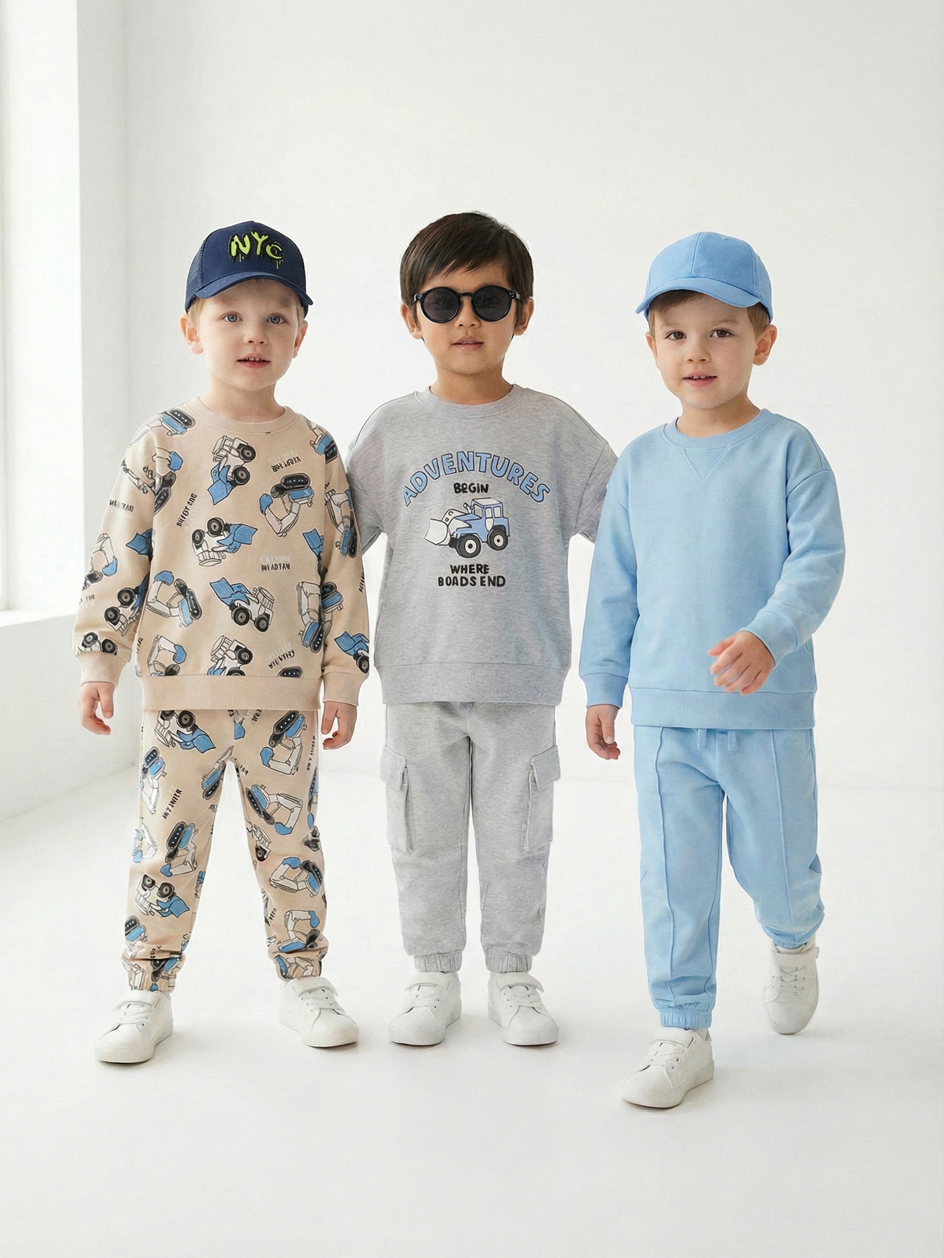 Bluzy crewneck z bawełną 3 pack