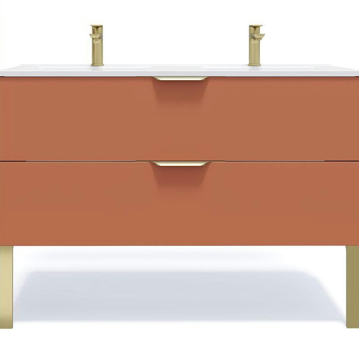 VENICE - Meuble salle de bain double vasque 120cm 2 tiroirs Terracotta