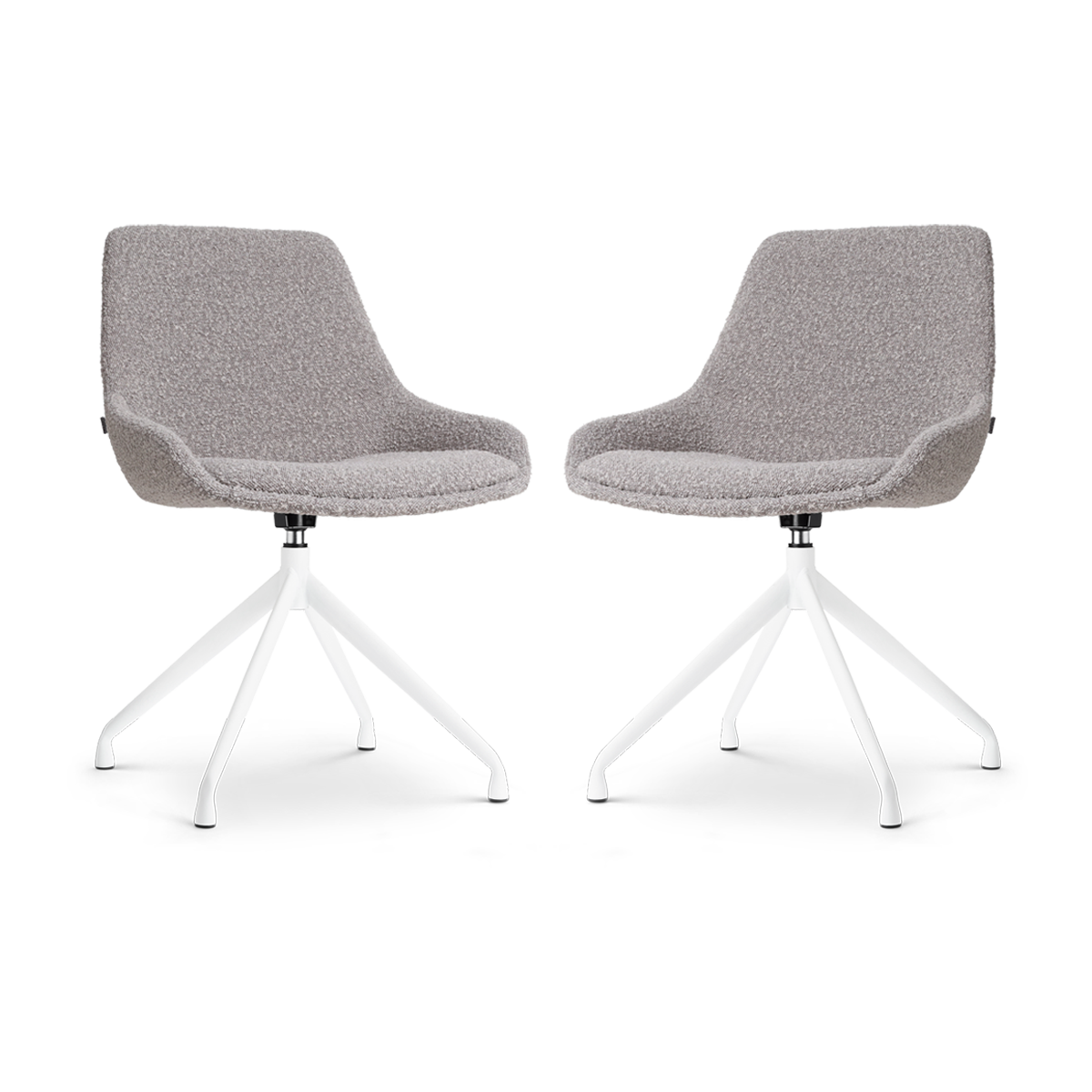 Nolon Nola-Isa Draaibare Eetkamerstoelen Bouclé Taupe - Wit - 2x