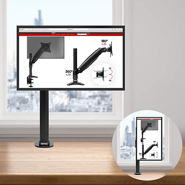 DM451X1 Support écran PC à pince pour bureau Bras de moniteur Rotatif Inclinable Pivotant Compatible VESA 75 100 Duronic