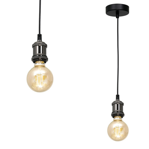 Lampa wisząca czarna EDISON 1xE27x60W wym: 100x10x10 cm Milagro