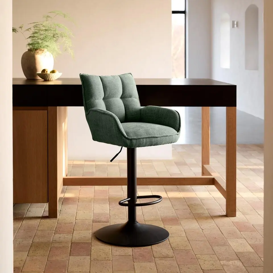 Barstoel Groen Stof - Verstelbaar - Marilla - Set van 2