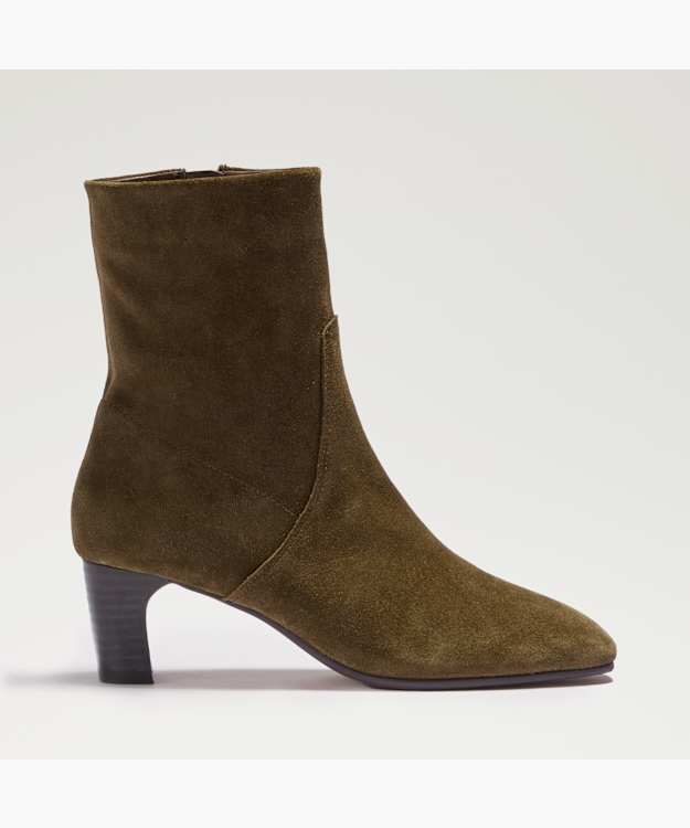 Ori Khaki - Suede Heeled Ankle Boots