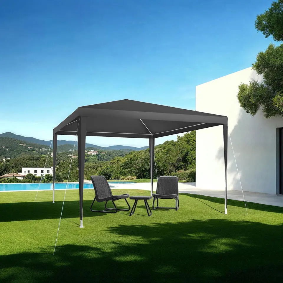 tectake Paviljoen Farah, waterdicht, steeksysteem, 3x3m, Grijs