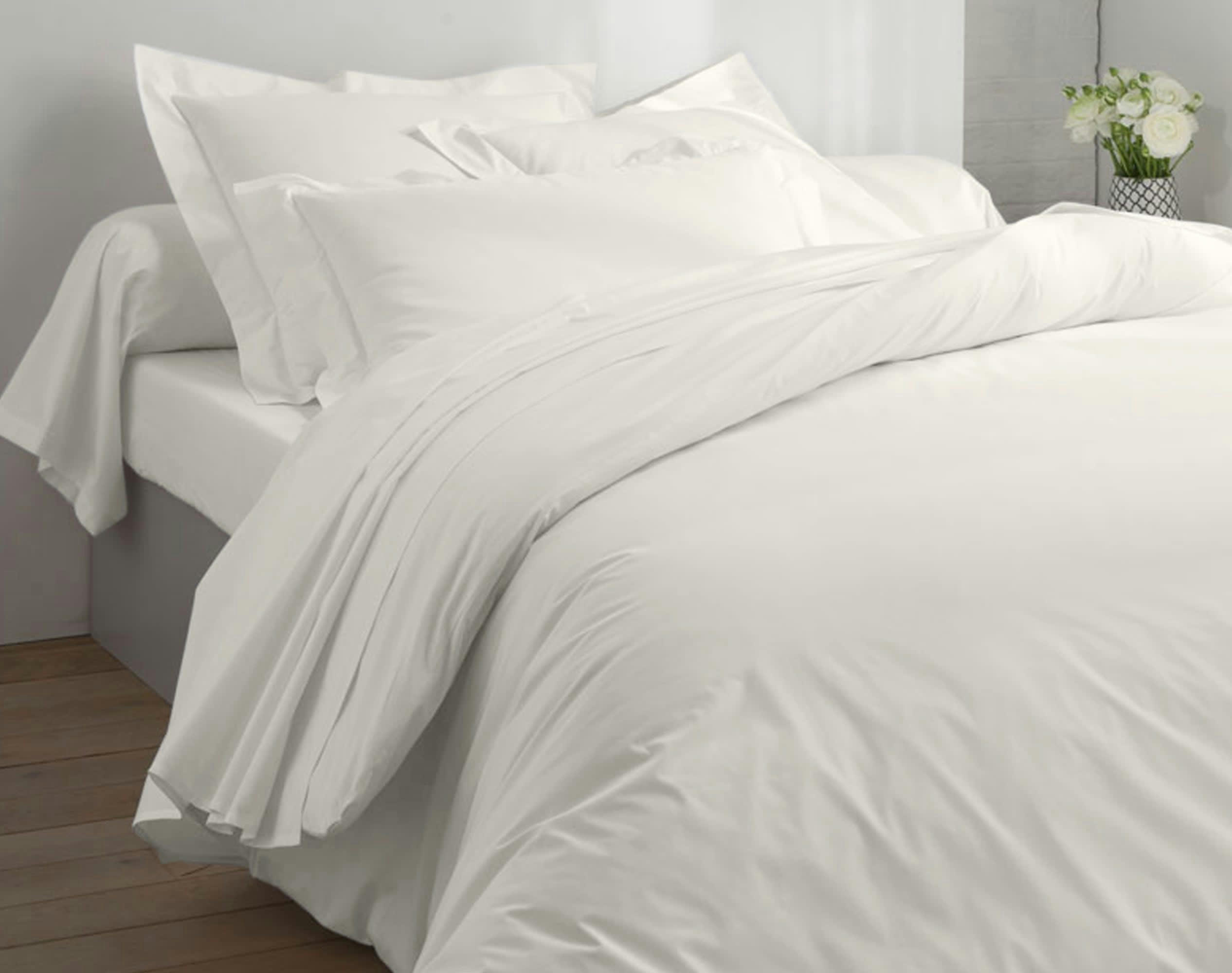 PERCALE - Housse de couette 200x200 blanc ivoire en percale de coton