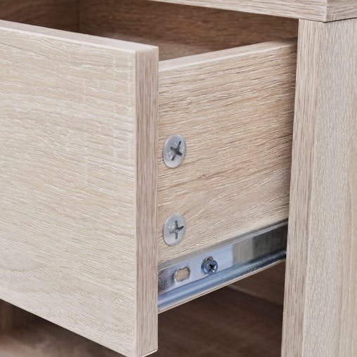 NNEVL Nightstand 2 pcs with Drawer Oak Colour