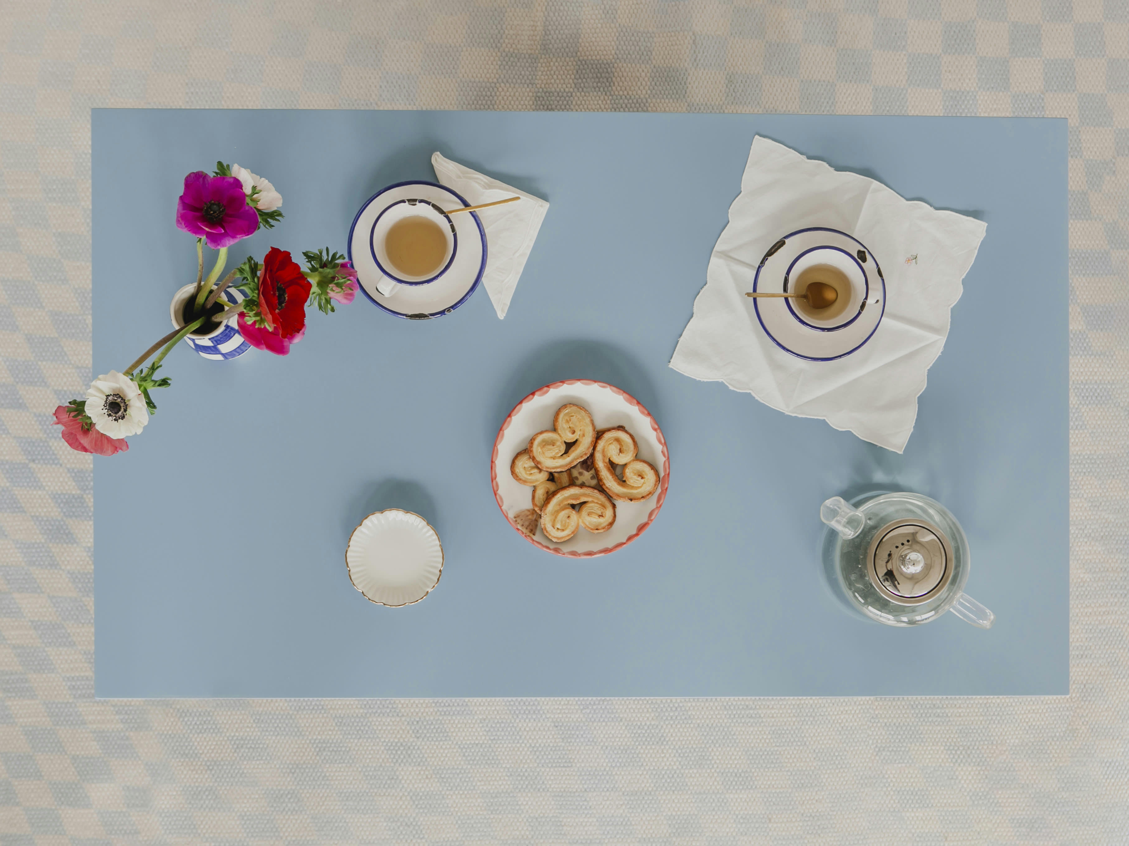 BLOCKIE-CHARLA - Table basse 100x50cm plateau résistant MDF 3cm, bleu Cornish 100x60cm