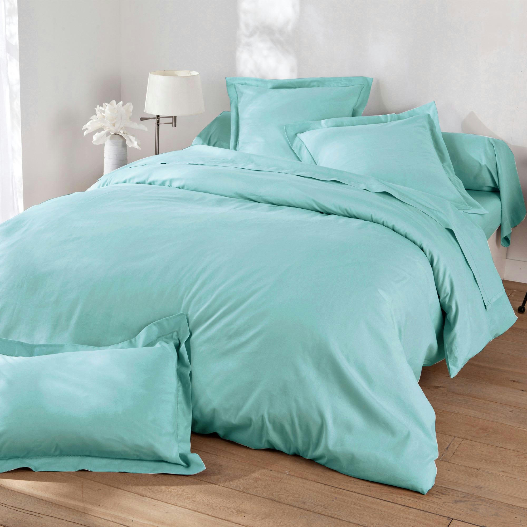 GAMME UNIE LIN PRÉLAVÉ - Housse de couette 140x200 bleu aqua en lin