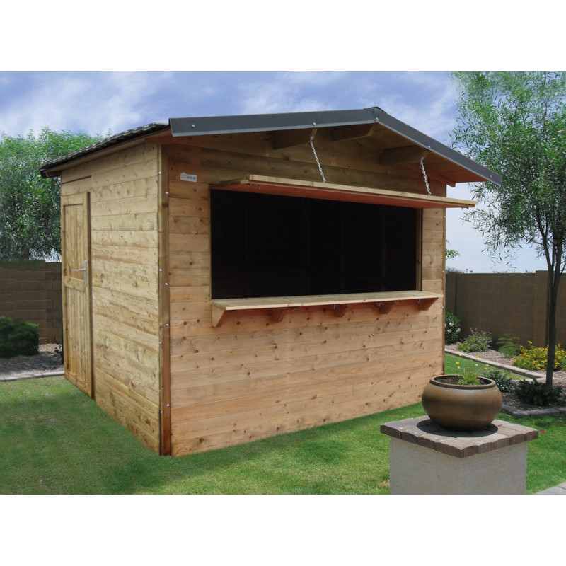 Abri de jardin en bois Comptoir Pecq traité 19 mm 2,38 x 2,98 m SOLID