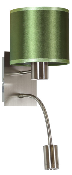 Lampa kinkiet SYLWANA 1x40w e14   led z wyłącznikiem chrom / zielony ciemny