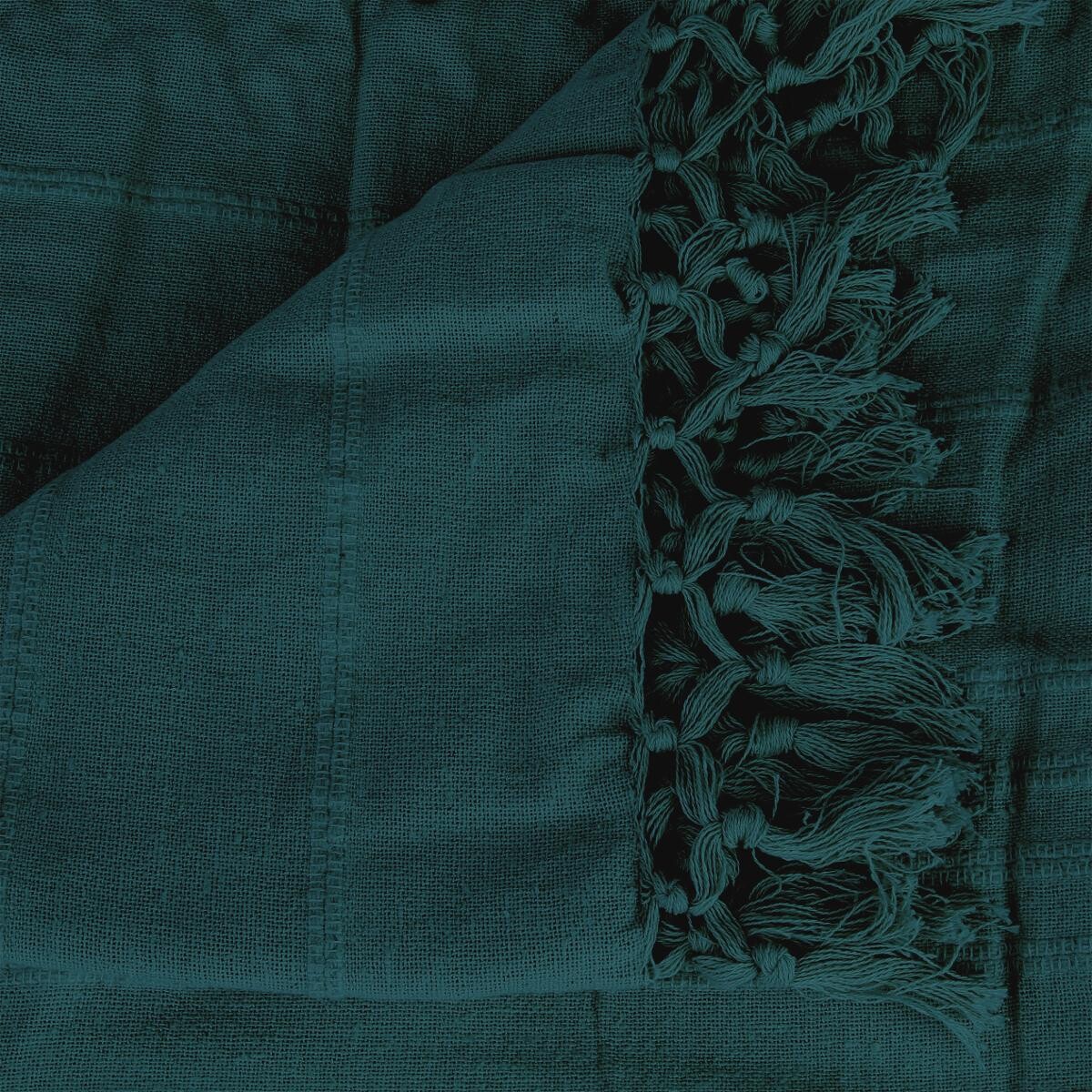 Printed bed throw, cotton Teal blue, 160x220 cm