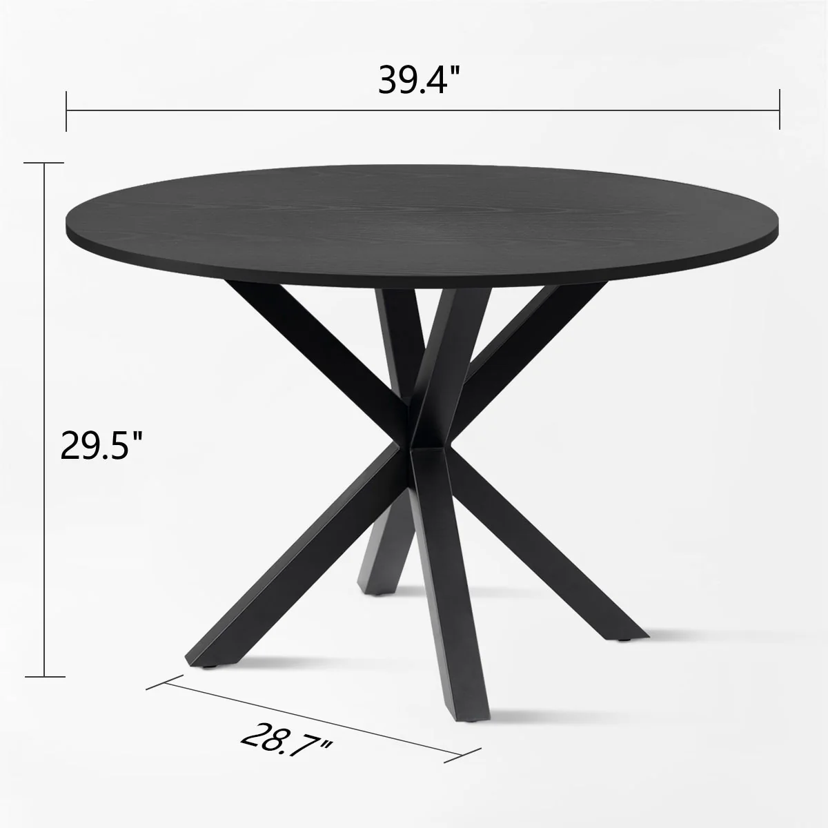 Round Wood Top Dining Table - Black