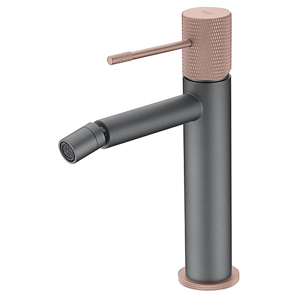 Mitigeur bidet monocommande en laiton noir et or rose cartouche ceramique 26 mm