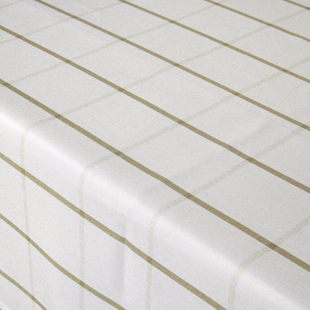 Nappe rectangulaire polyester blanche liseré kaki 150x250cm