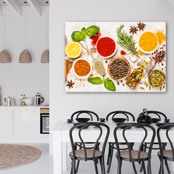 Feeby Obraz na płótnie, Zioła przyprawy do kuchni 60x40