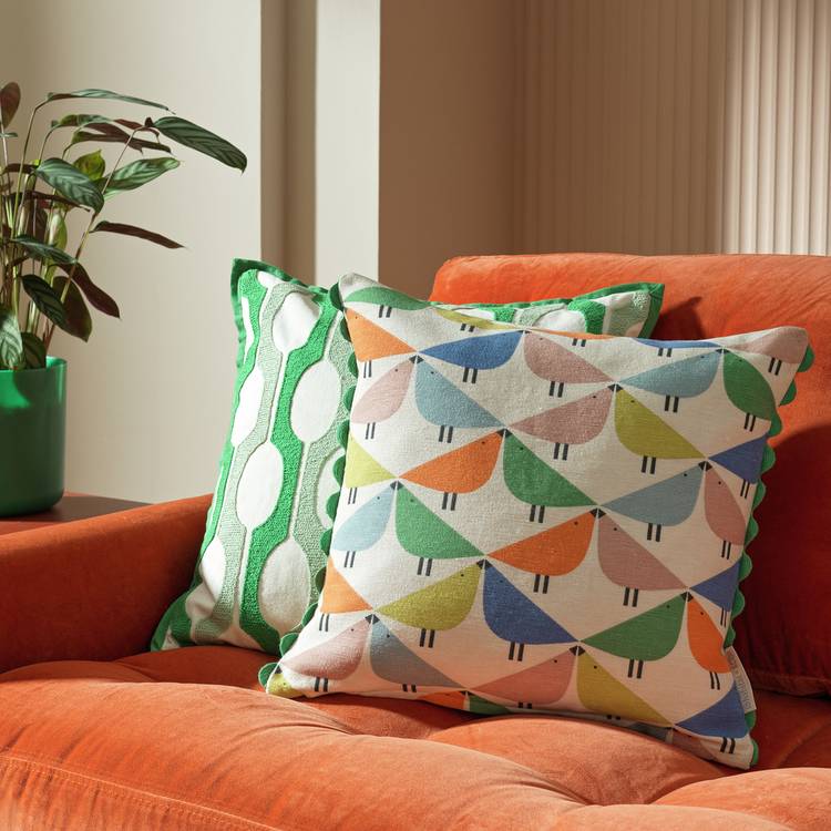 Habitat x Scion Lintu Cushion - Green - 43x43cm