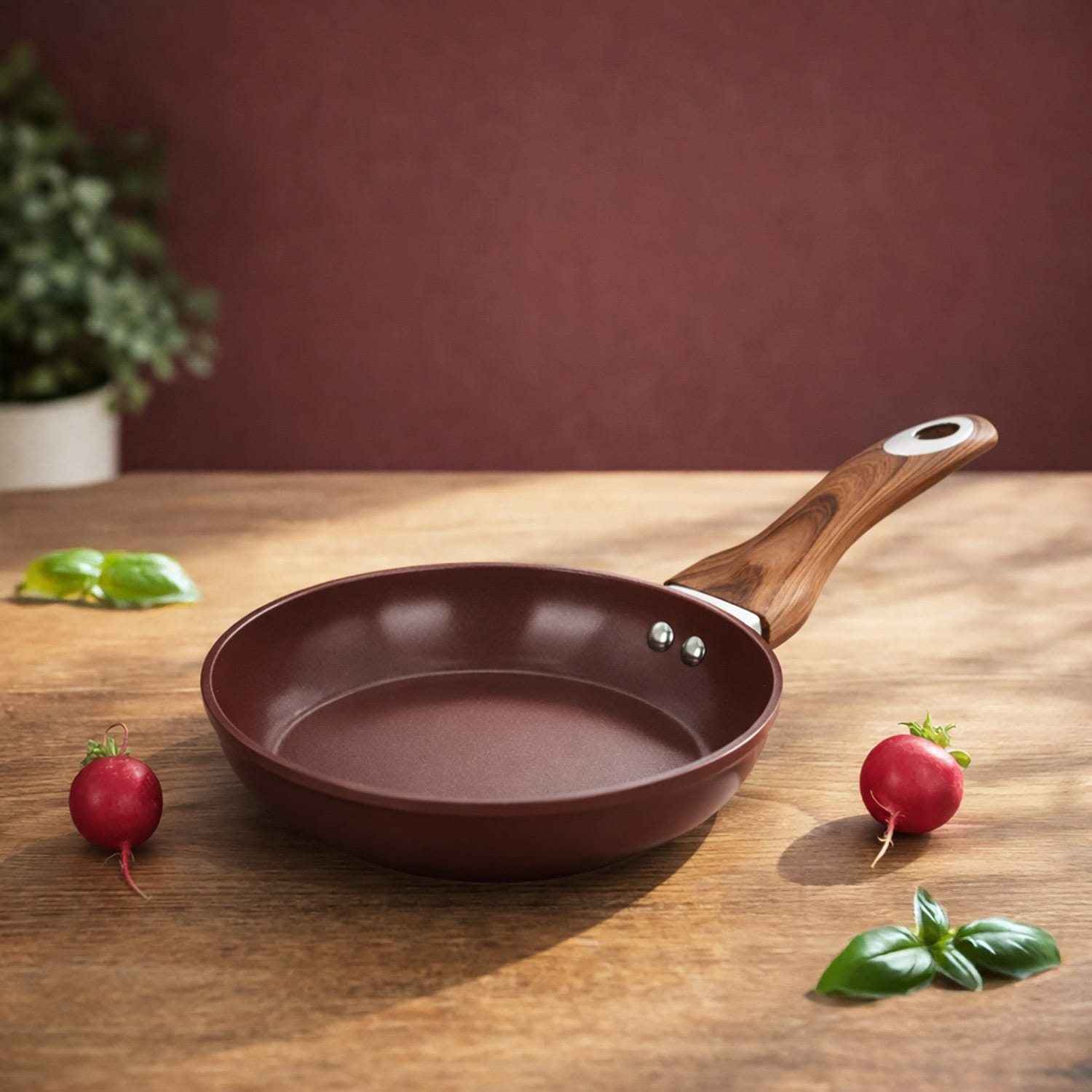 Padella 24 cm in ceramica burgundy New Ceramic