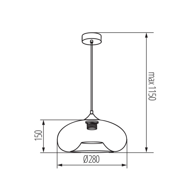 Lampa wisząca LIGHTLOGIC LL TRELON AM E27 czarna złota szklany klosz 1 szt.