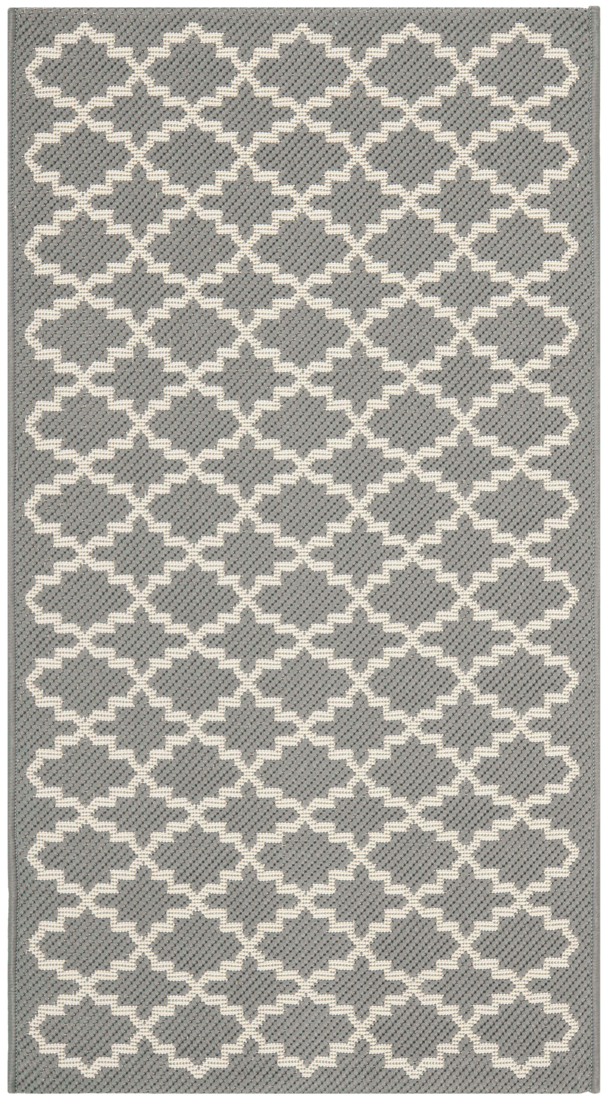 COURTYARD - Tapis interieur & exterieur en gris anthracite & beige, 79 x 152 cm
