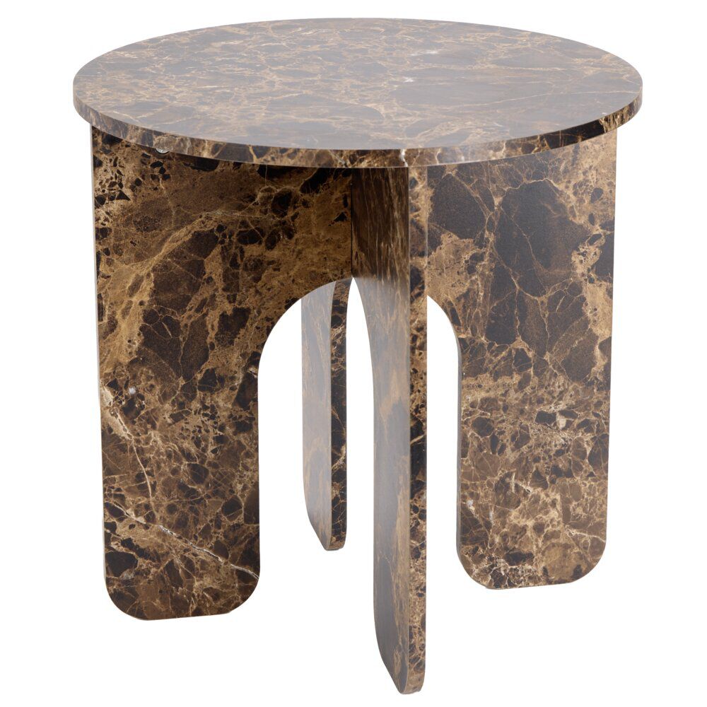 Table basse ronde Terra bois marron effet marbré Ø40xH40cm