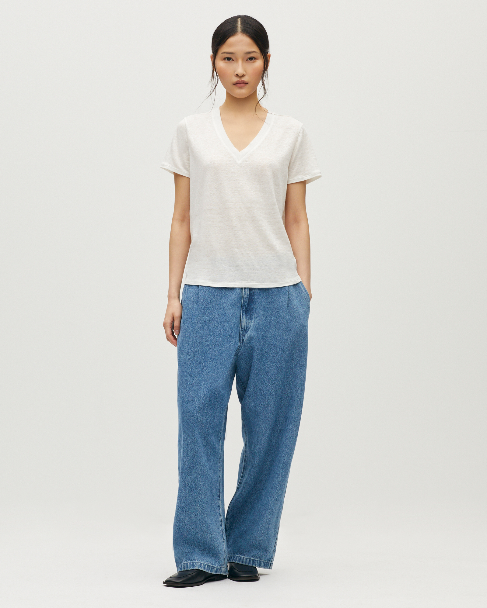 T-shirt col V en lin